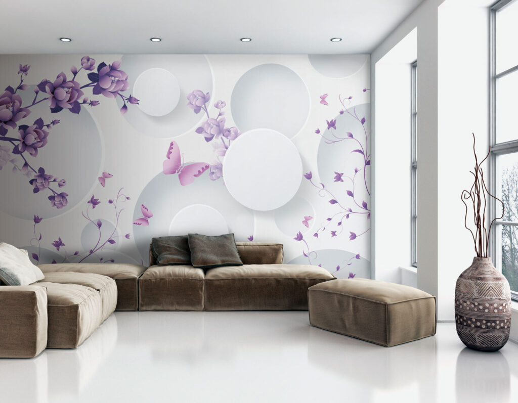 Lila bloemen tussen cirkels — interieur 2