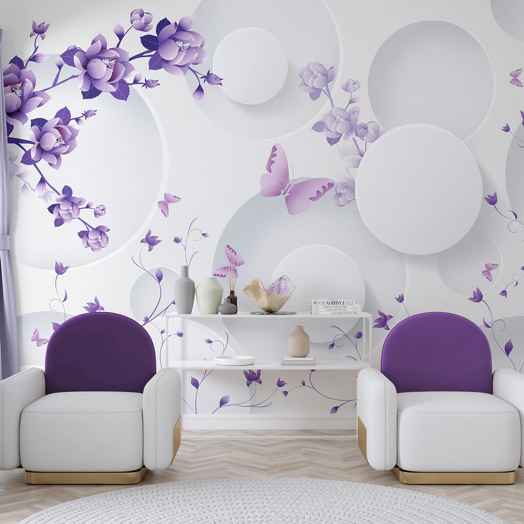 Lila bloemen tussen cirkels — interieur 5