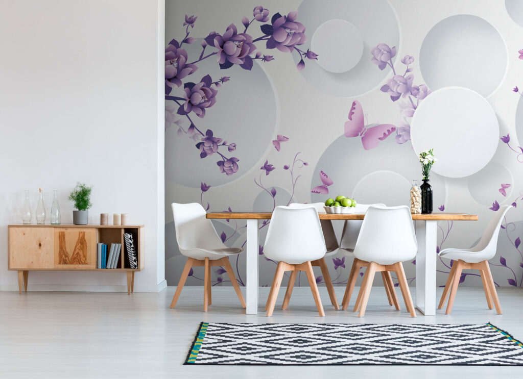 Lila bloemen tussen cirkels — interieur 3