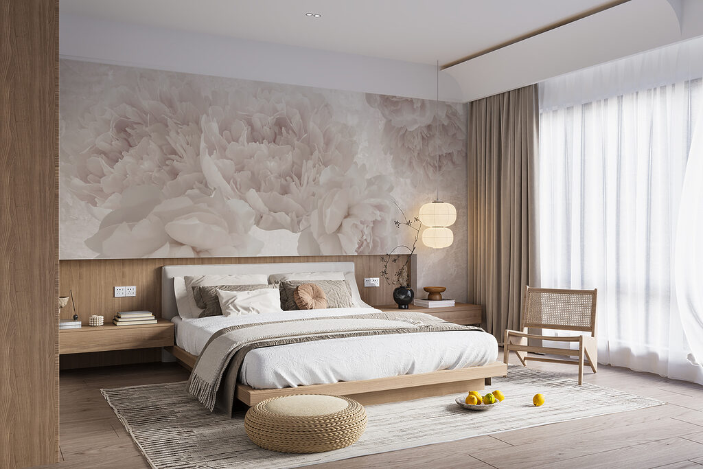 Groep witte bloemen in een interieur