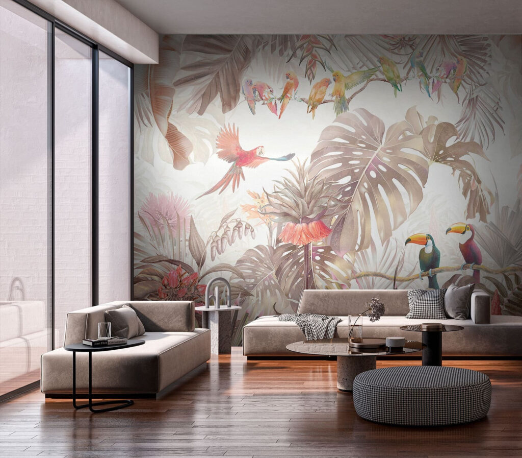 Toekans tussen bleke tropenbladeren — interieur 2
