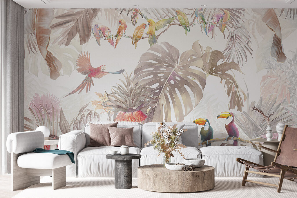 Toekans tussen bleke tropenbladeren — interieur 4