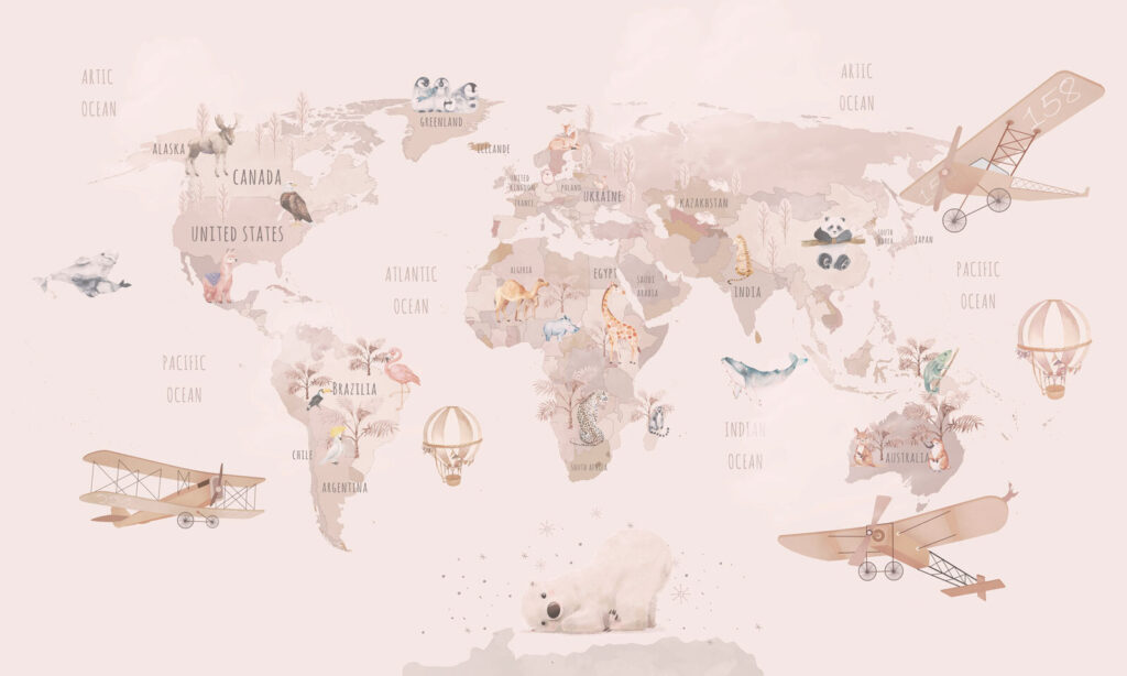 Roze routes over wereldkaarten — volledig ontwerp