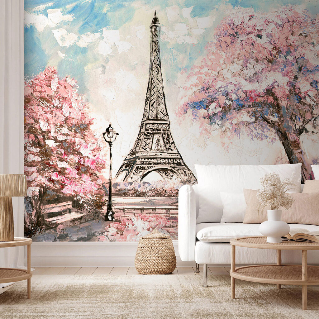Eiffeltoren tussen roze bloesembomen — interieur 4