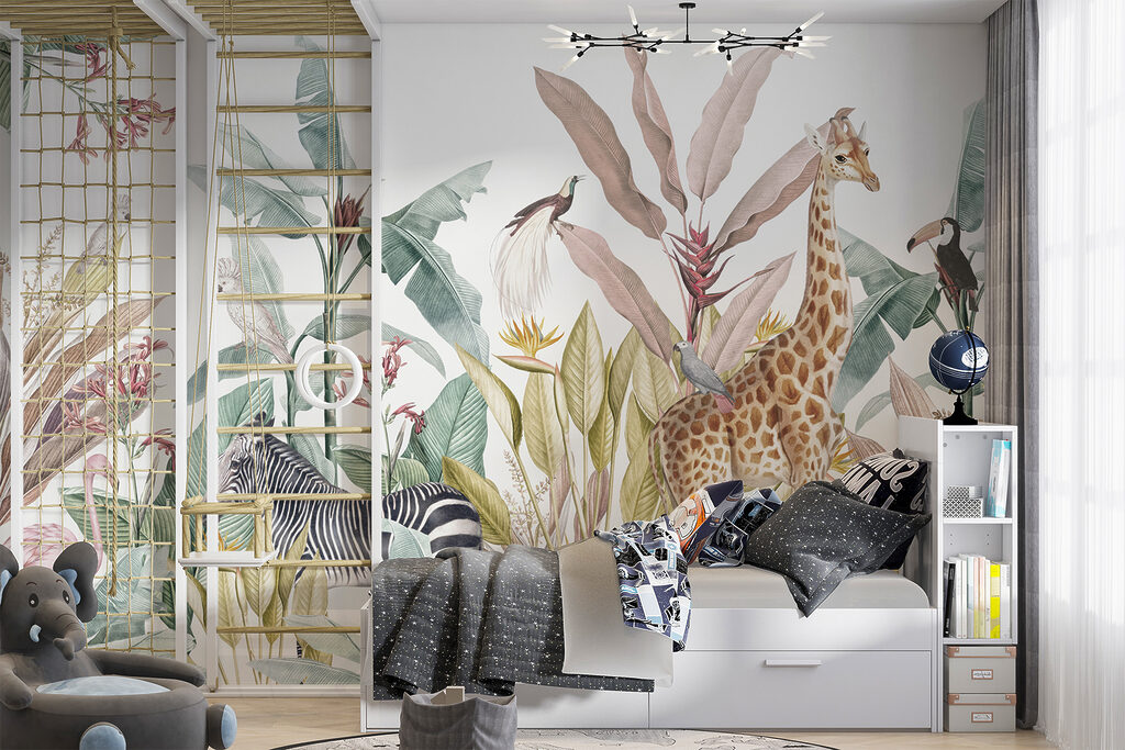 Dieren in een weelderige tropische omgeving — interieur 4