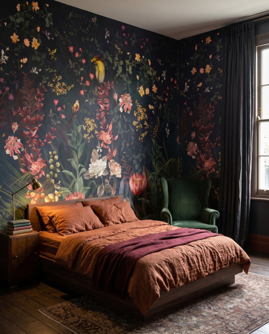 Nachttuin vol kleine bloemen in een interieur