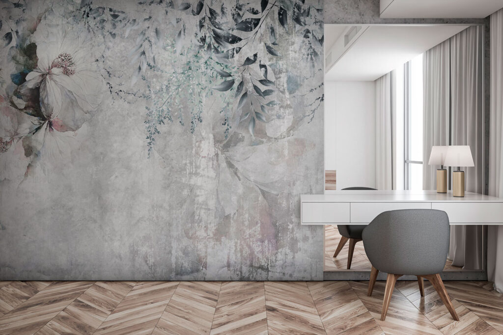Hangende bloemen op grijs — interieur 3