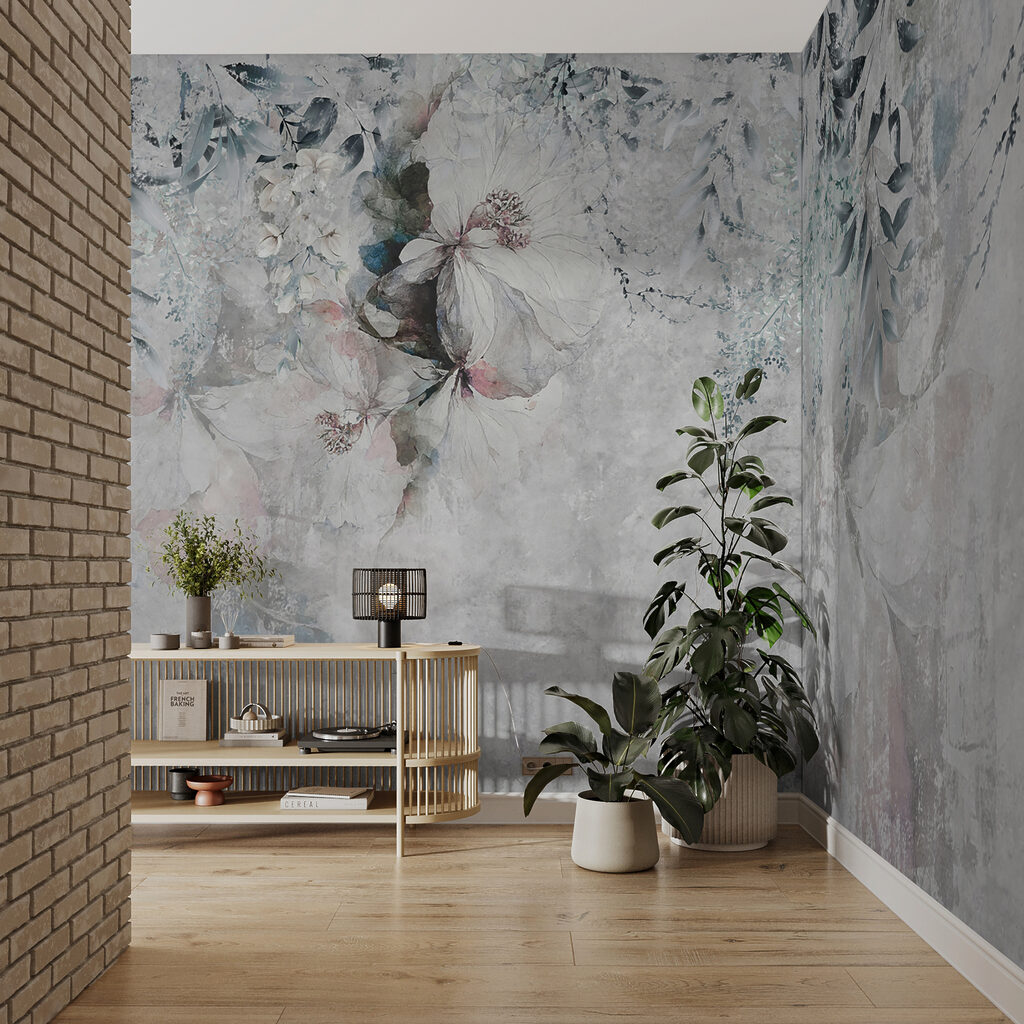 Hangende bloemen op grijs — interieur 5