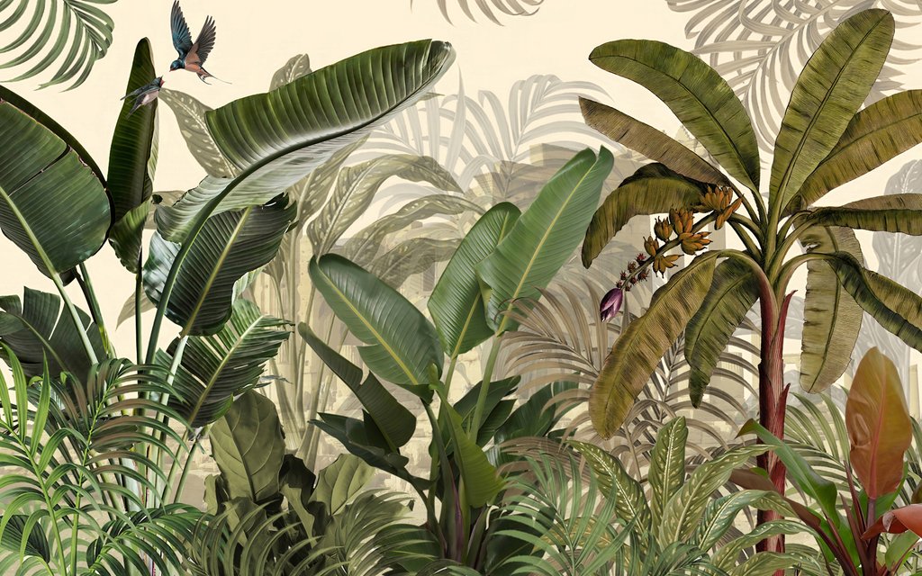 Blad boven diep groen — volledig ontwerp