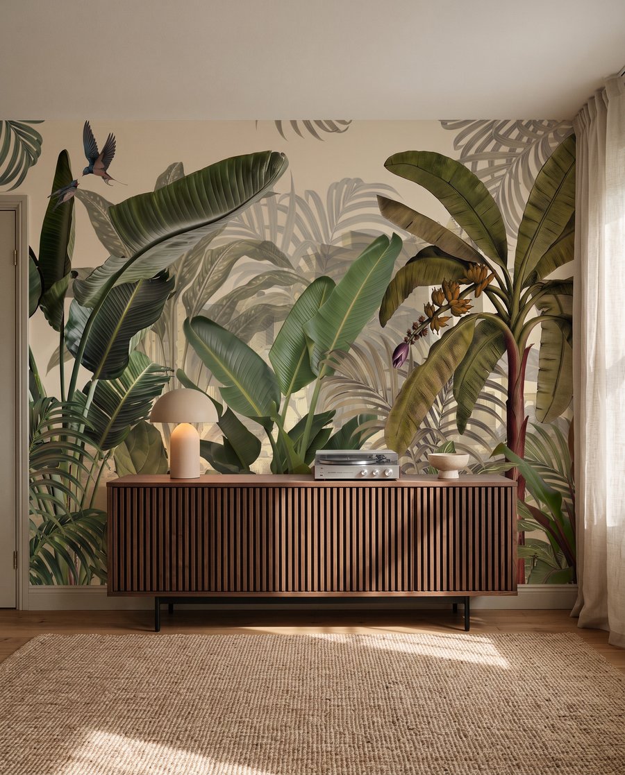 Groep tropische planten in een interieur