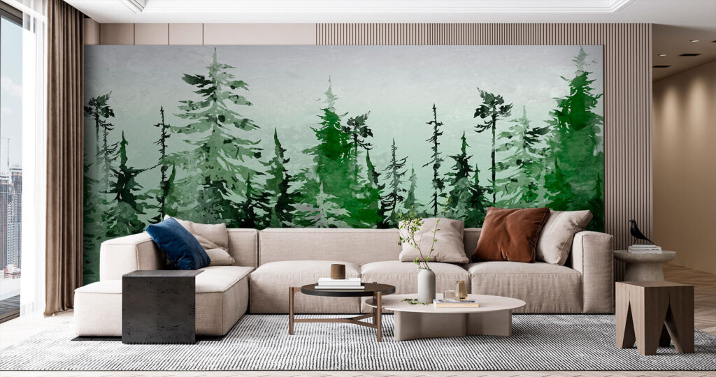 Getekende dennen in groentinten — interieur 3