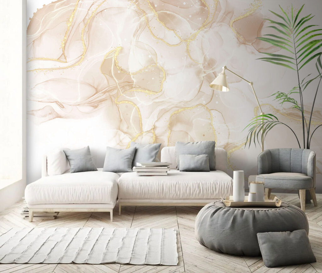 Bleke kleurwolken met goudlijnen — interieur 2