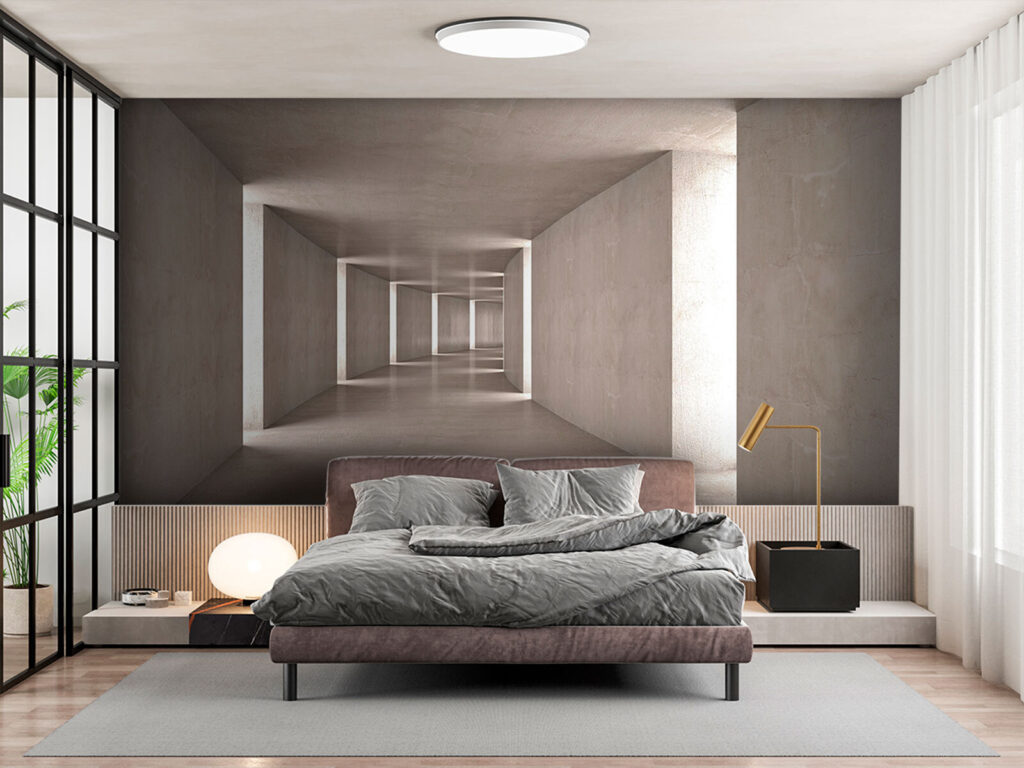 Grijze gang met lichtnis — interieur 2