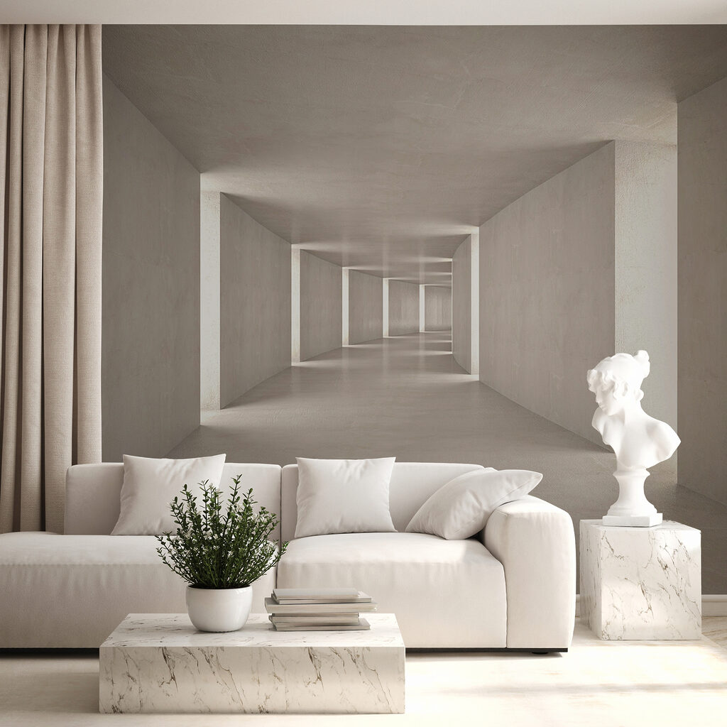 Grijze gang met lichtnis — interieur 5