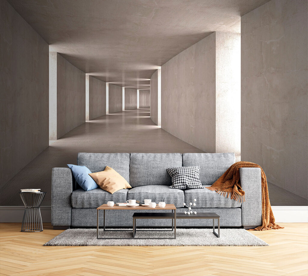 Grijze gang met lichtnis — interieur 3