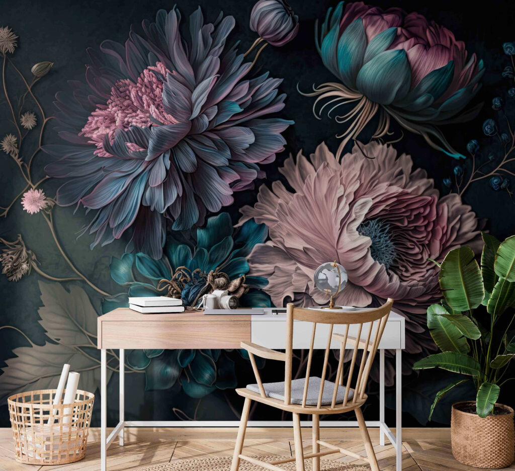 Elegante bloemen op een donkere achtergrond in een interieur