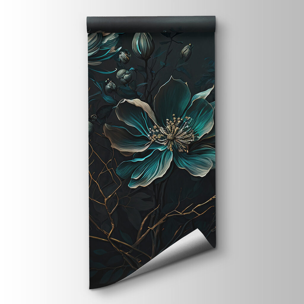 Turquoise bloemen aan sierstelen — productweergave
