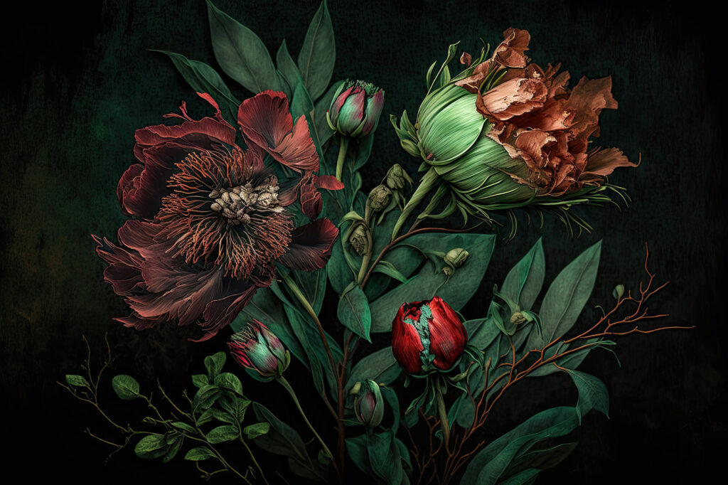 Elegante bloemen met rijke texturen — volledig ontwerp