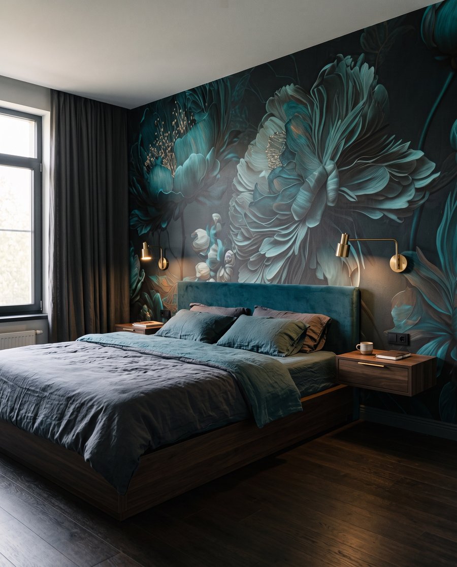 Bloemen in nachtelijk turkoois — interieur 2