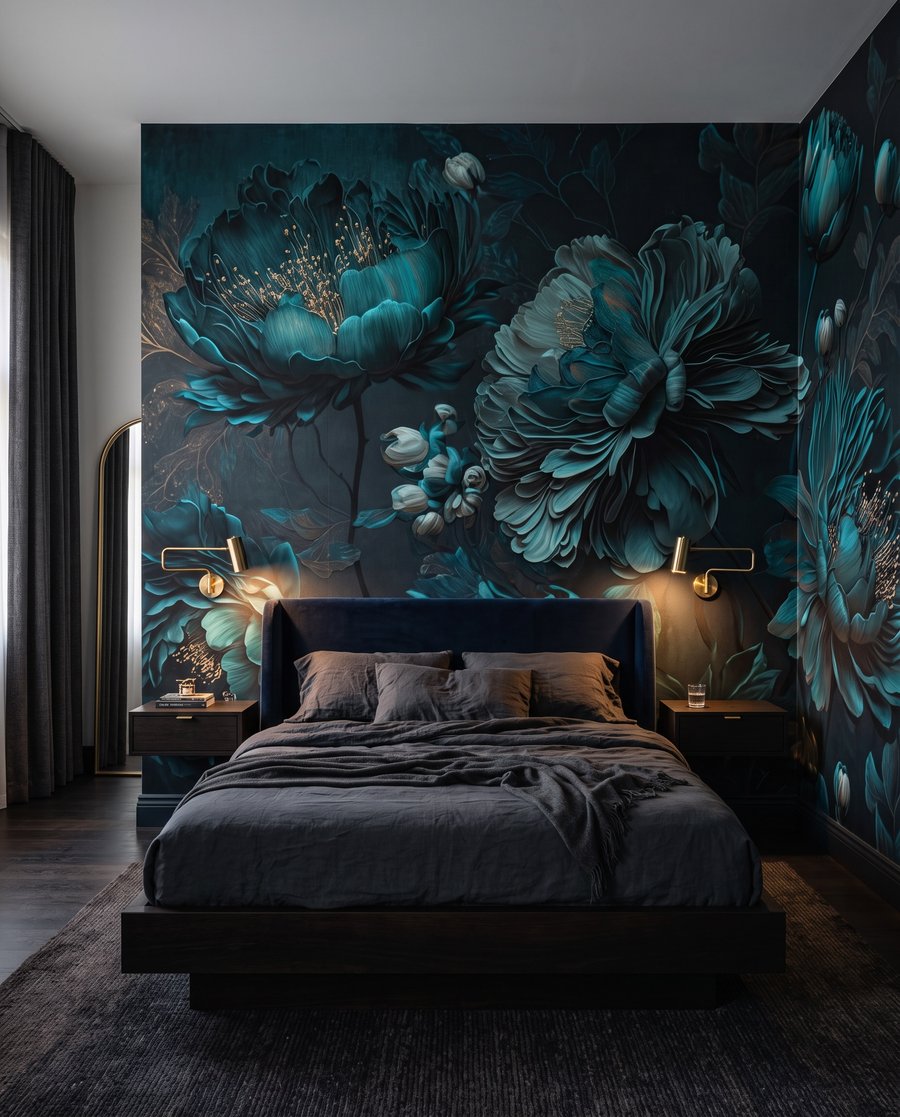 Bloemen in nachtelijk turkoois — interieur 3