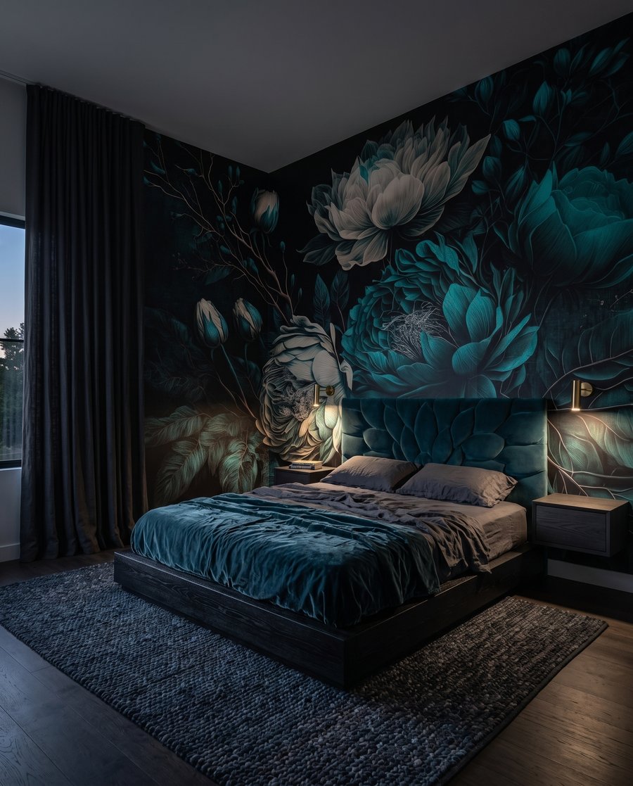 Een boeket uit watergroen in een interieur