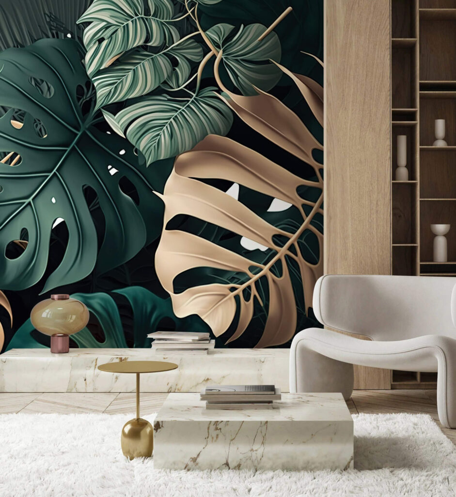 Brede bladeren, groen, goud — interieur 3