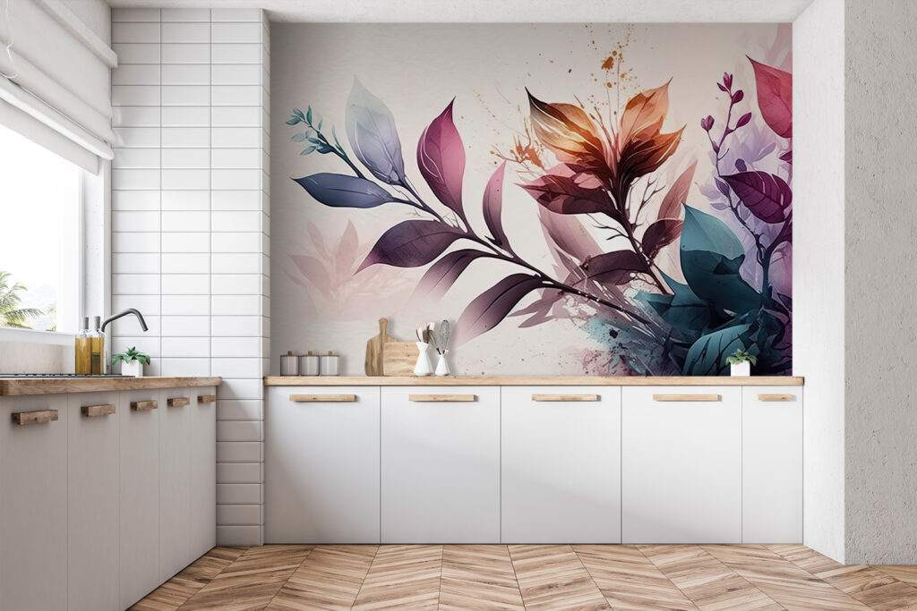Levendig gebladerte in zachte pasteltinten — interieur 1