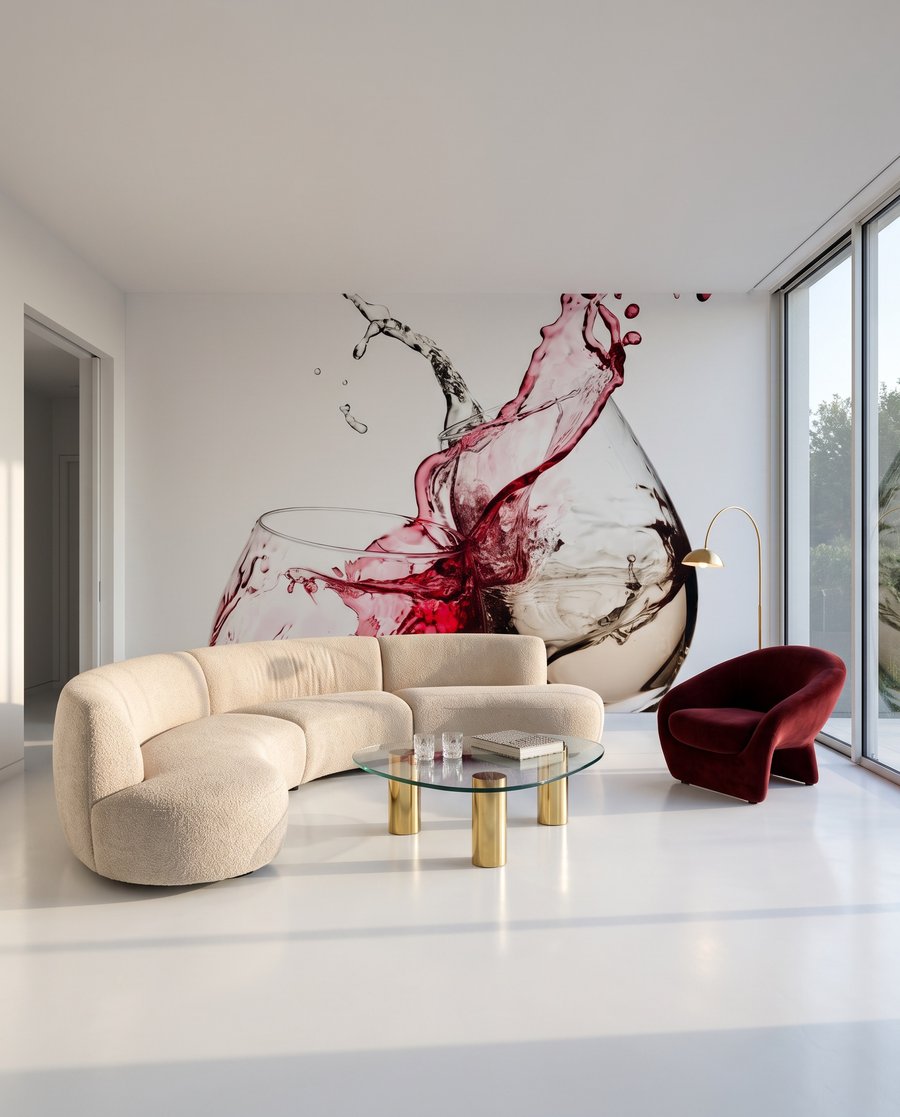 Wijn spat over glasranden — interieur 2