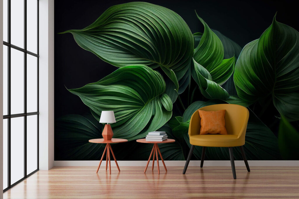 Glanzend groene bladplooien — interieur 1