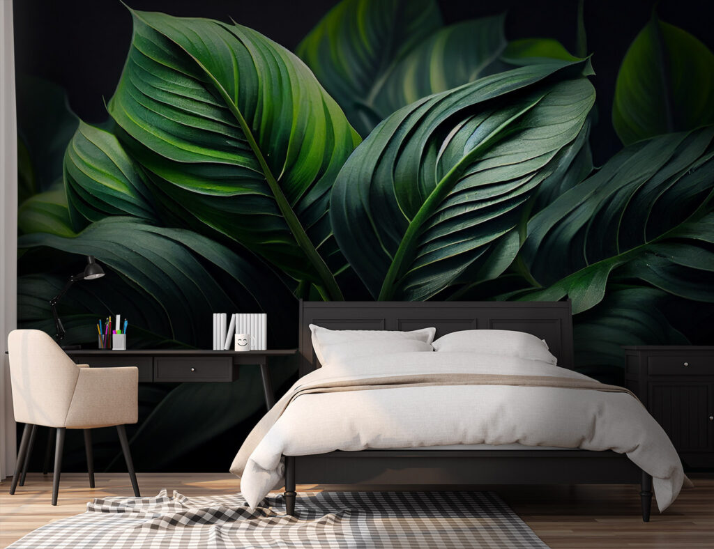 Diepgroene bladeren waaieren open — interieur 2