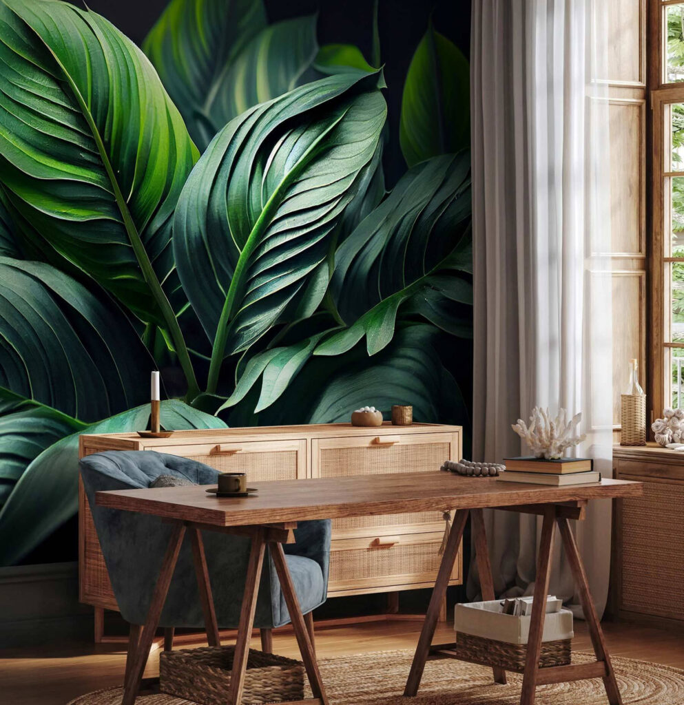 Diepgroene bladeren waaieren open — interieur 3