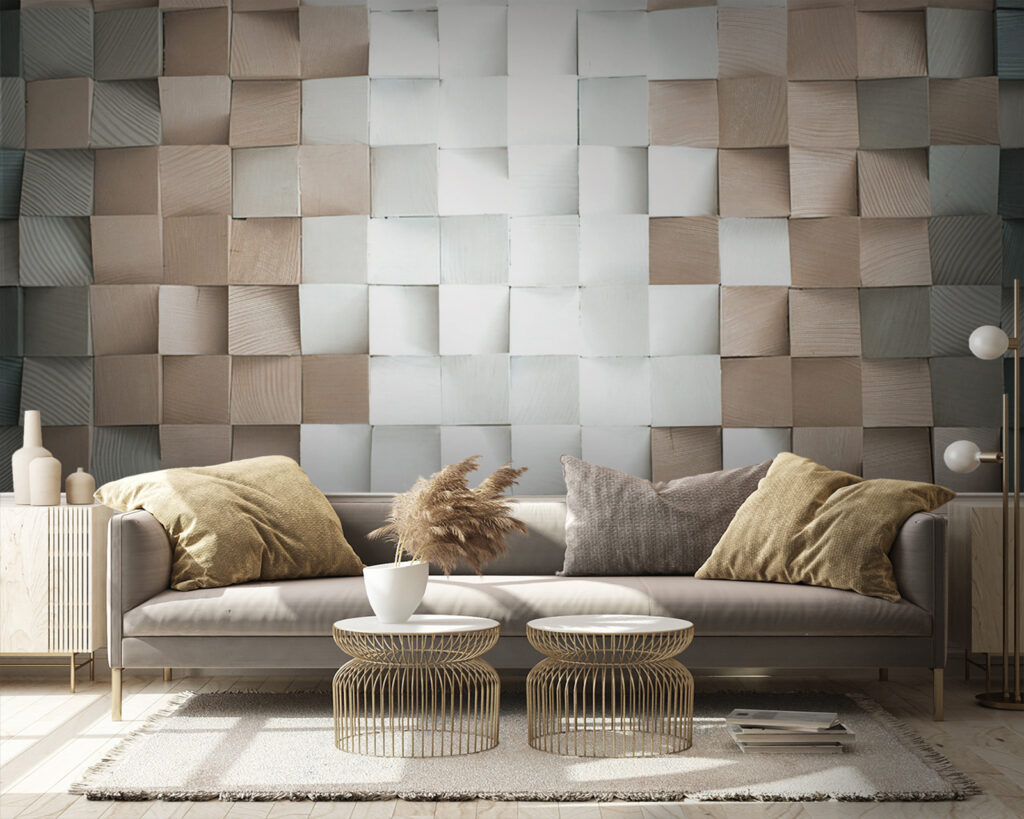 Wand van gevouwen vierkanten — interieur 2
