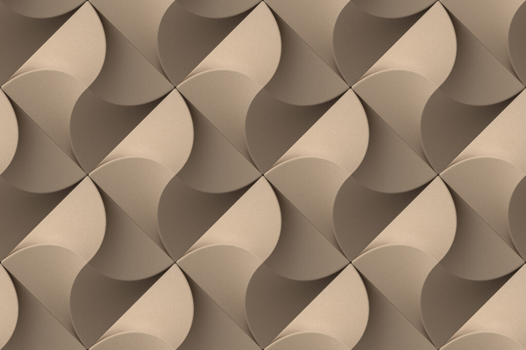 Gevouwen blaadjes in taupe — volledig ontwerp