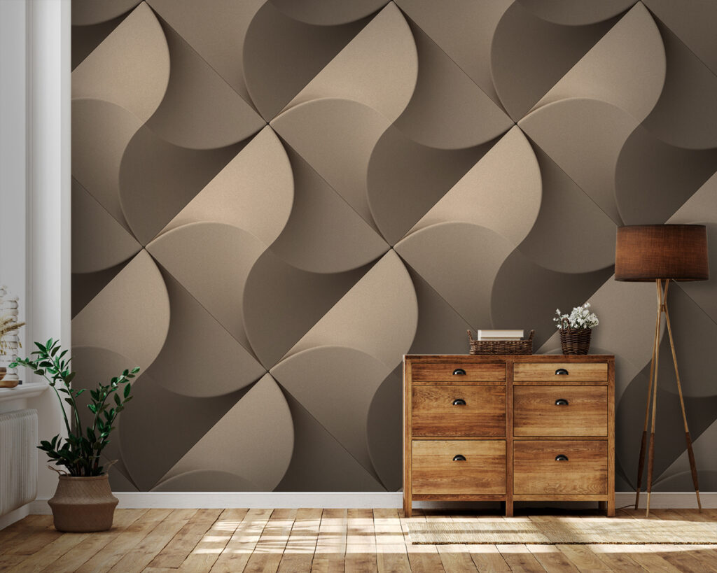 Gevouwen blaadjes in taupe — interieur 1