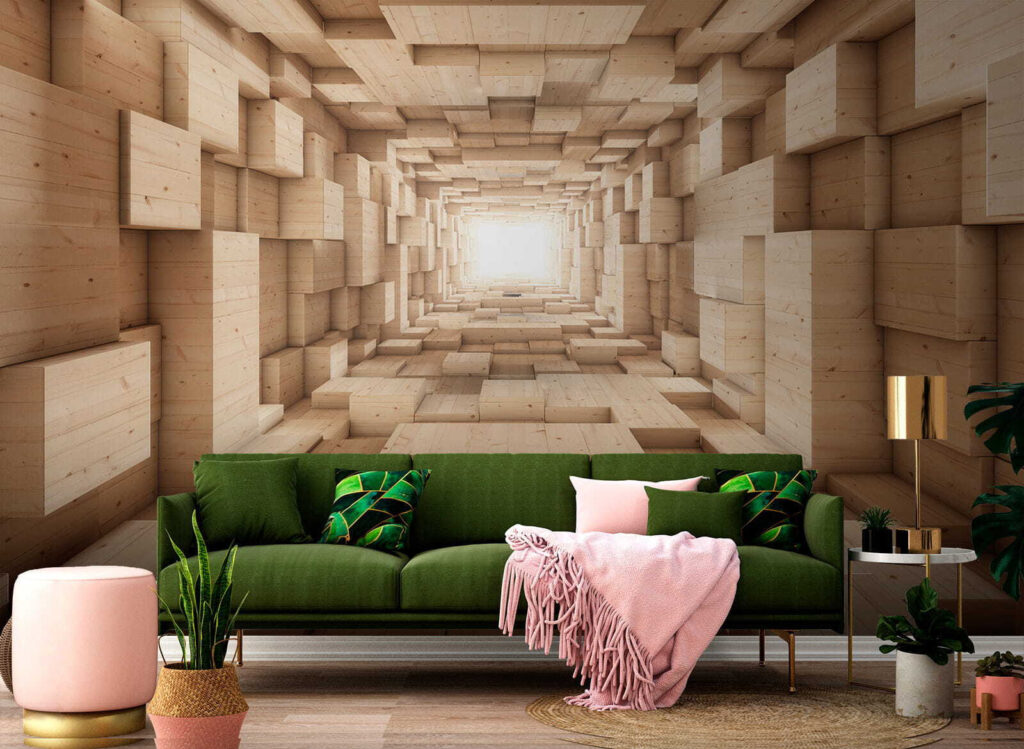 Houten blokken als dieptetunnel — interieur 5
