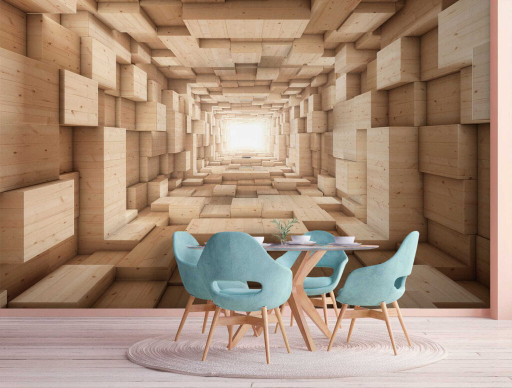 Houten blokken als dieptetunnel — interieur 1