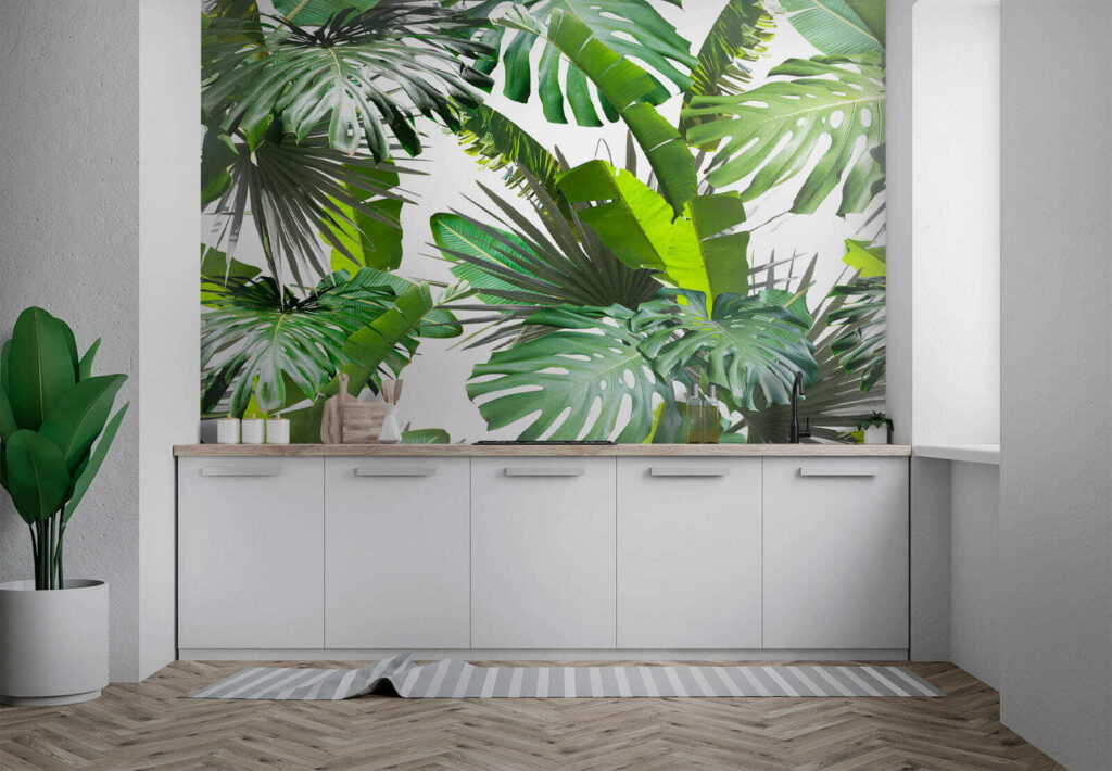 Groene junglebladeren vangen licht — interieur 3