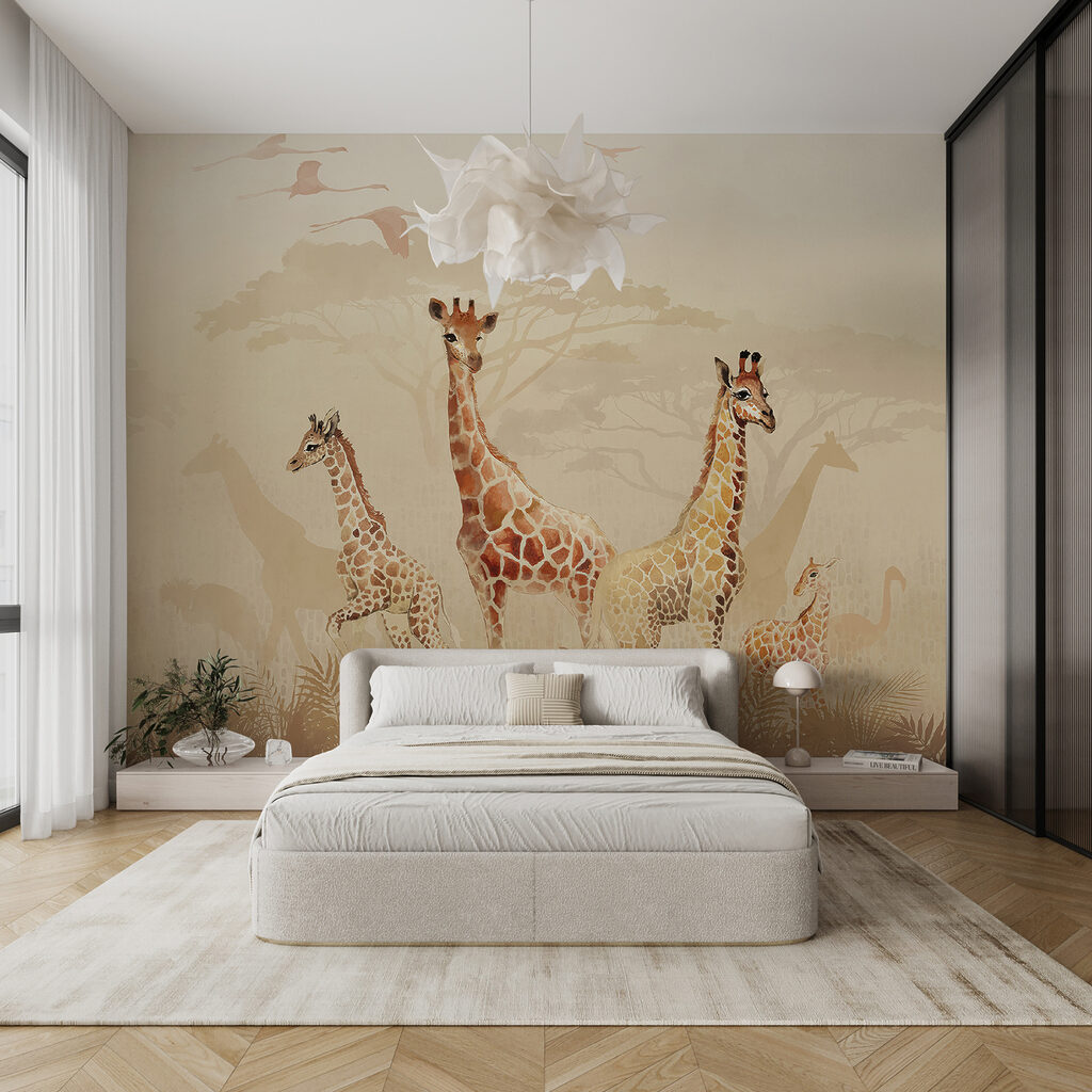 Giraffen in warme ochtendnevel — interieur 2