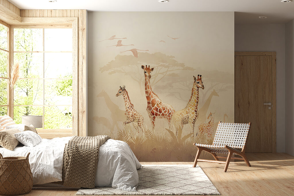Giraffen in warme ochtendnevel — interieur 3