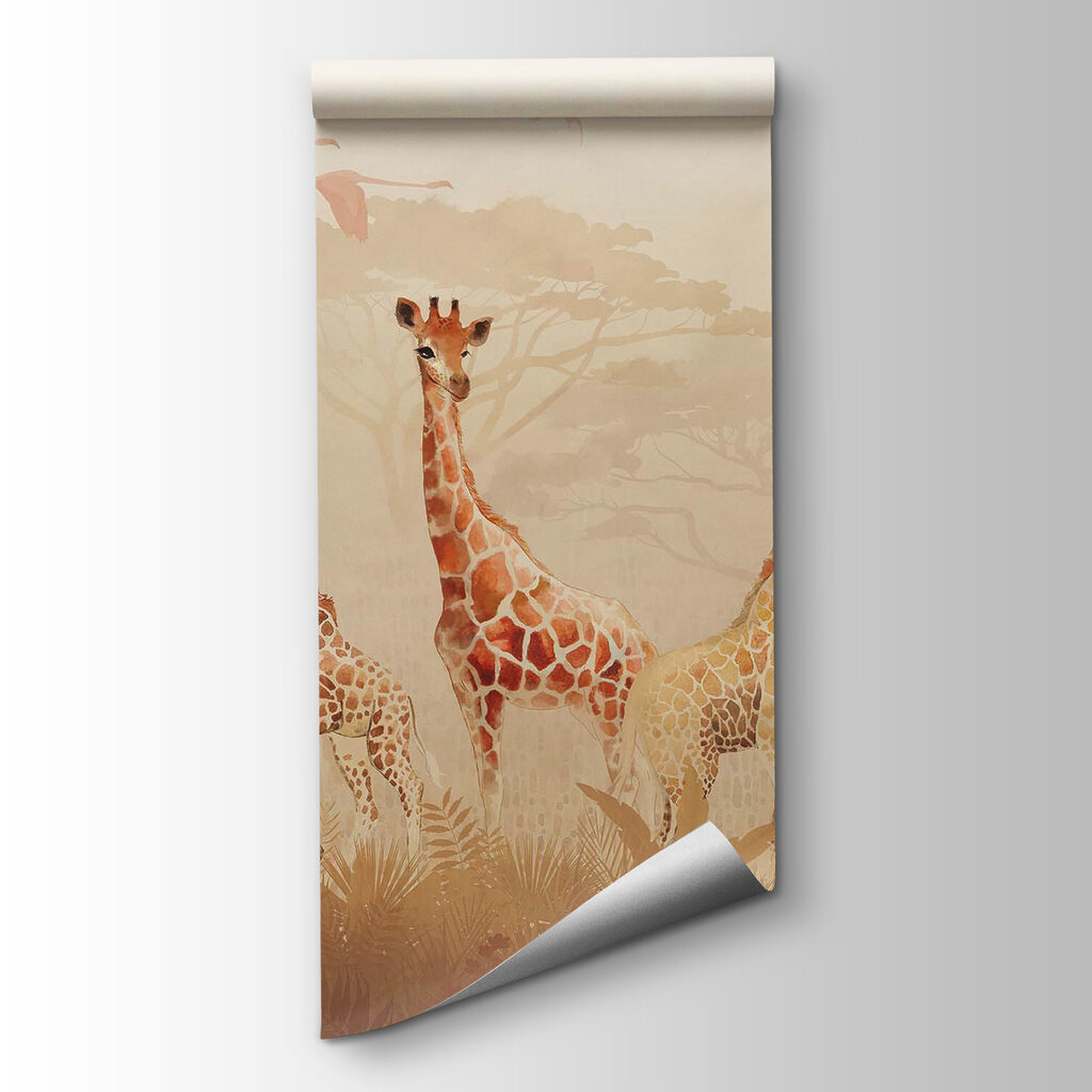 Giraffen in warme ochtendnevel — productweergave