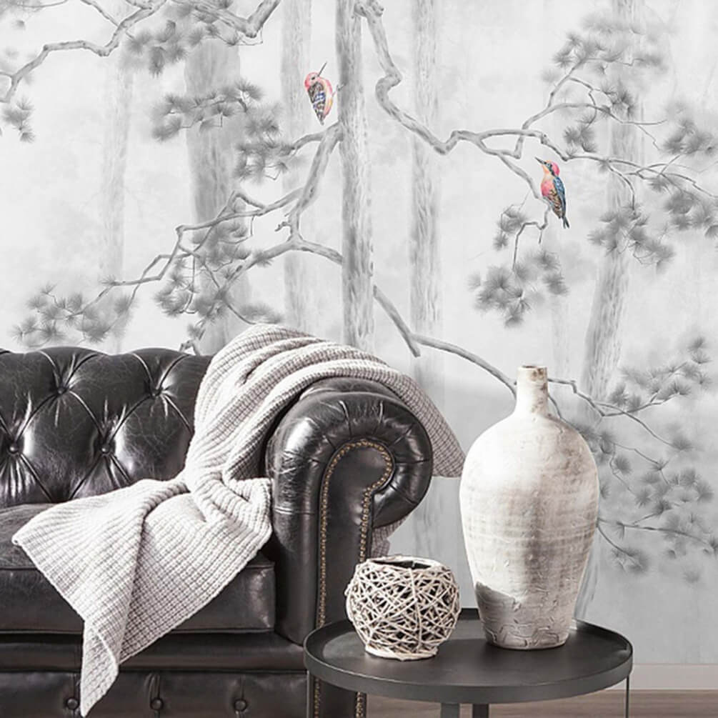 Groep vogels op bomen — interieur 1