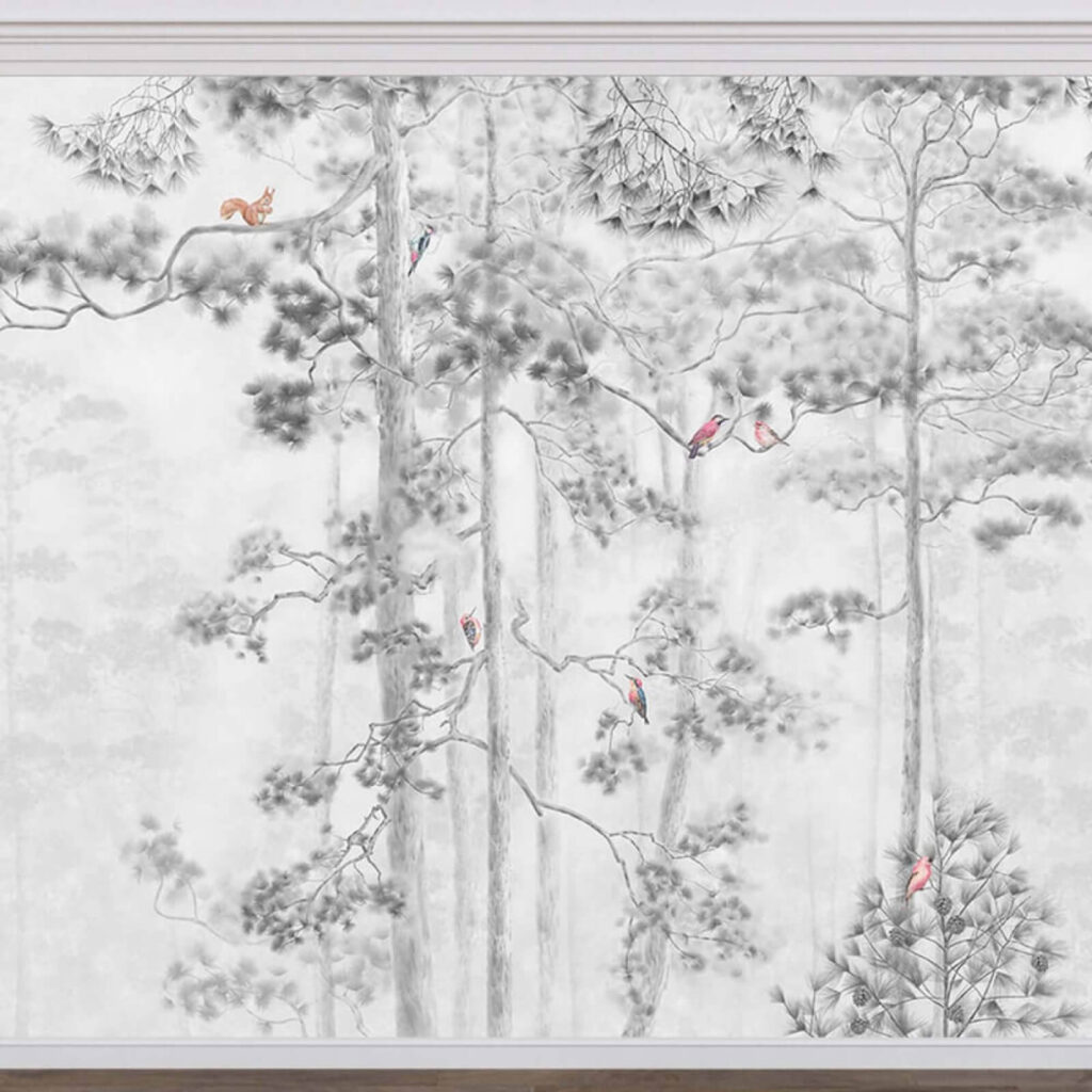 Groep vogels op bomen — interieur 2