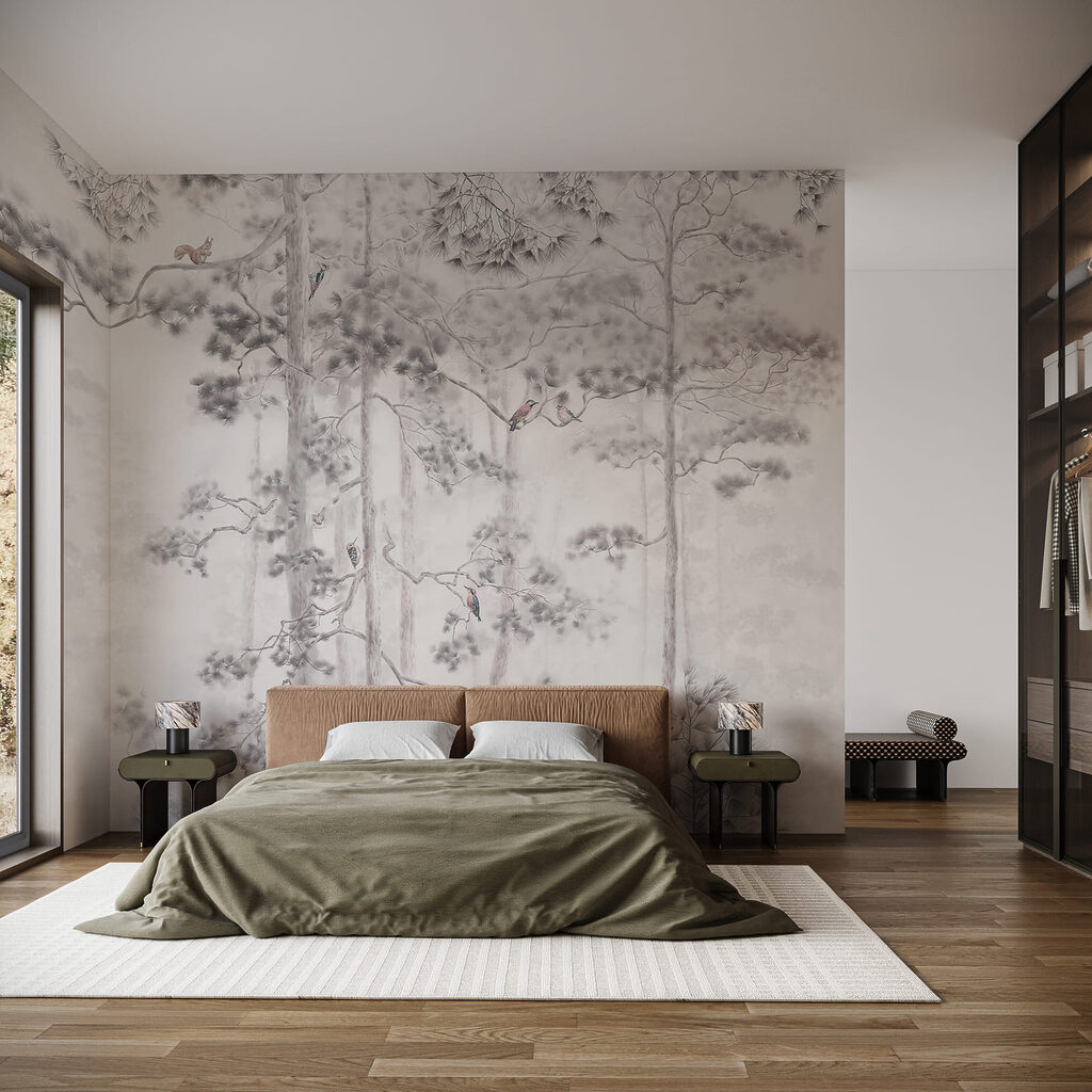 Schilderij van bomen en vogels — interieur 2