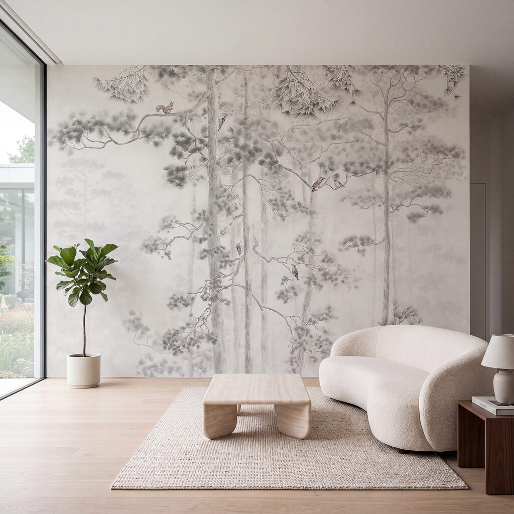 Schilderij van bomen en vogels — interieur 1