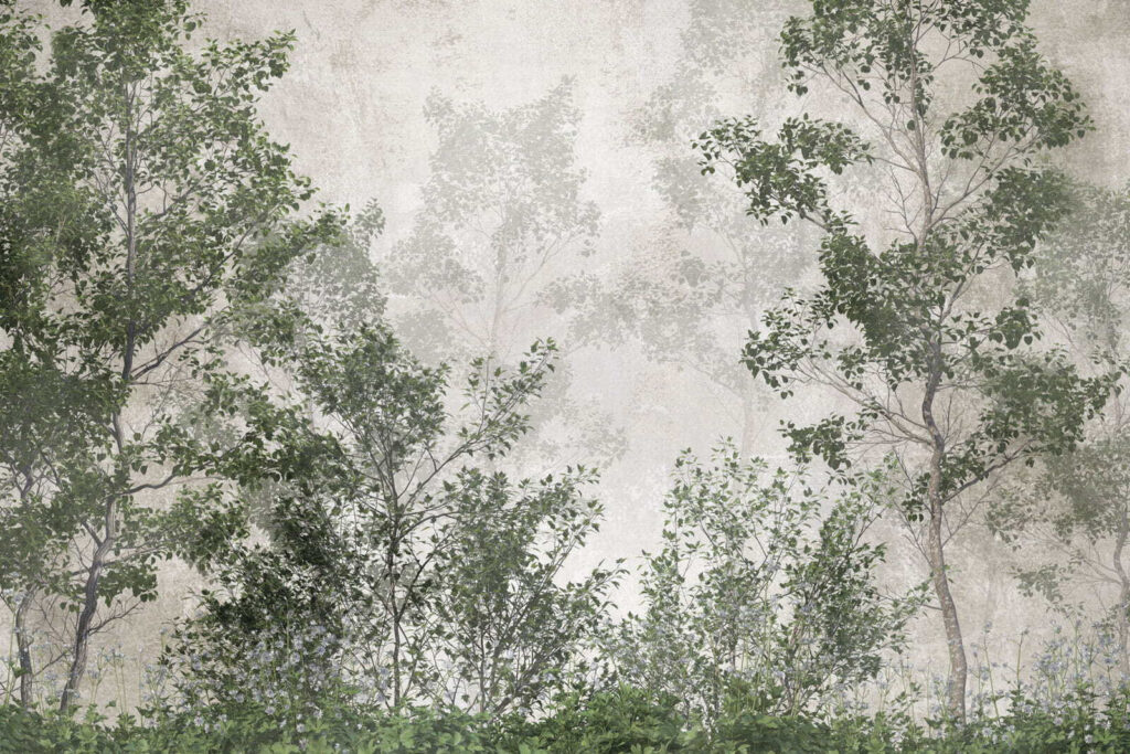 Groep bomen met groene bladeren — volledig ontwerp