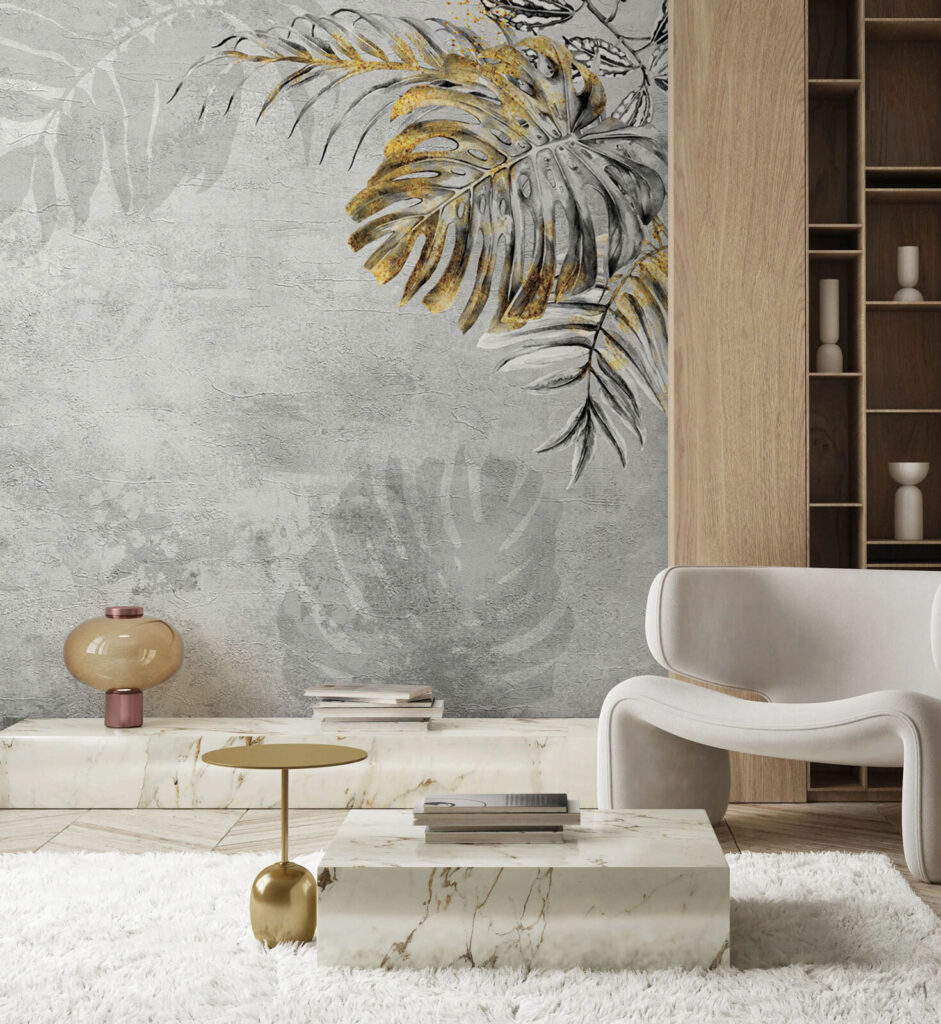 Palmveren op verweerde grijstinten — interieur 1