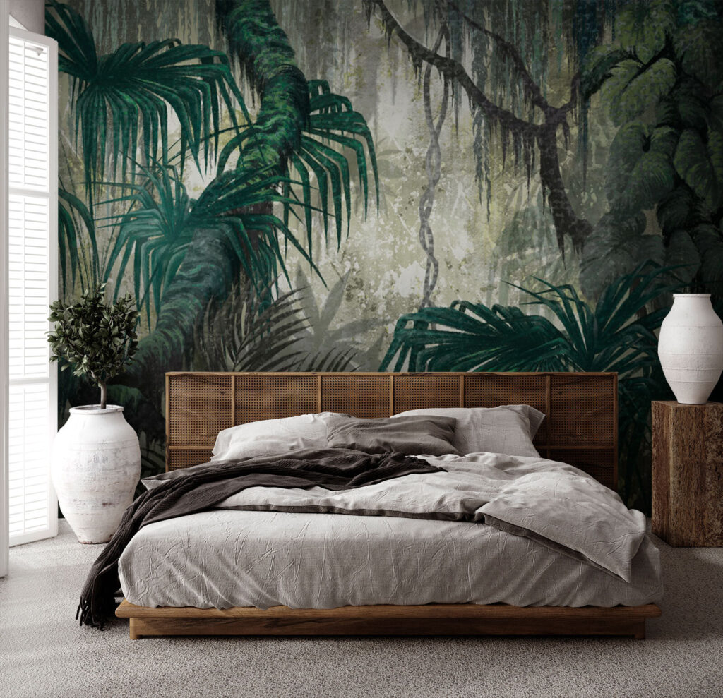 Palmen op verweerde verf — interieur 2