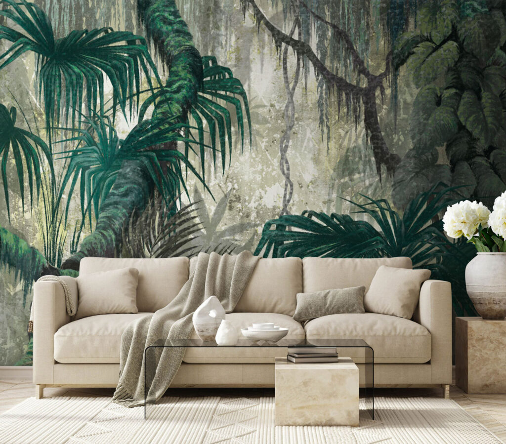 Palmen op verweerde verf — interieur 3
