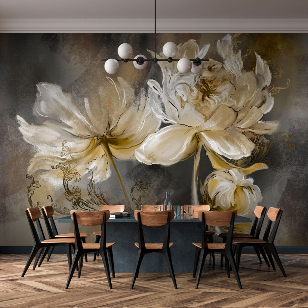 Roomwitte bloei in penseelstreken — interieur 3