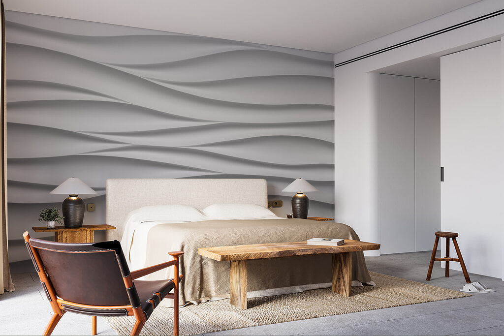 Vloeiende witte patronen zorgen voor visuele rust — interieur 2